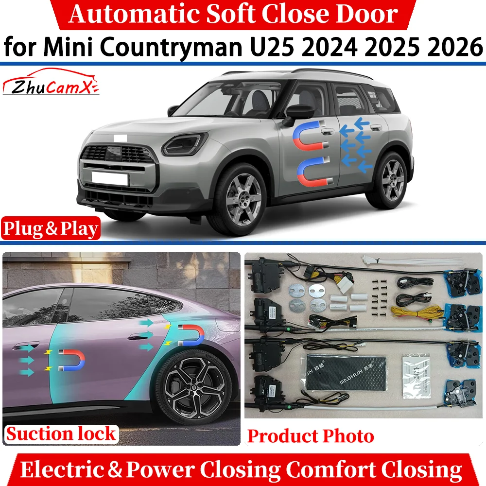 

ZhuCamX for Mini Countryman U25 2024 2025 2026 Car Automatic Soft Close Door Electric Power Comfort Closing Suction lock System