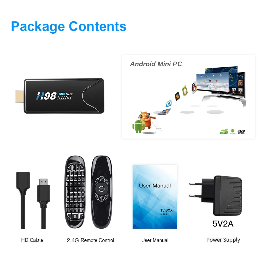 Dispositivo de TV inteligente H98 Mini H616, cuatro núcleos, Android 10,0, 4GB, 32GB, WiFi, 3D, 4K, H.265, Dongle de TV con Teclado retroiluminado C120