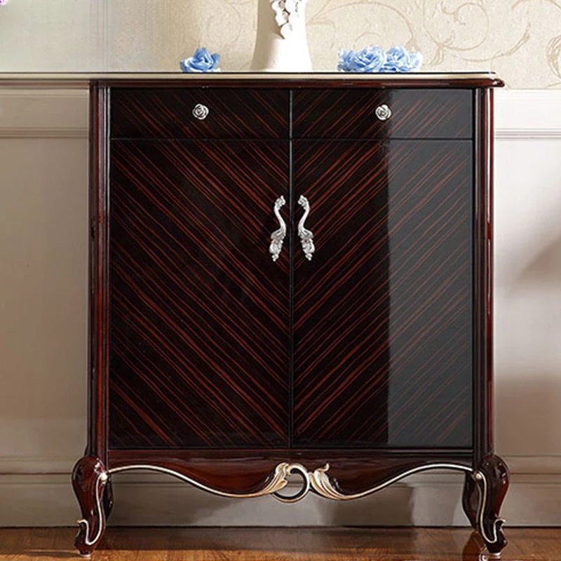 European living room furniture Large apartment Neoclassical entrance foyer Shoe cabinet Mahogany carved porch cabinet furniture