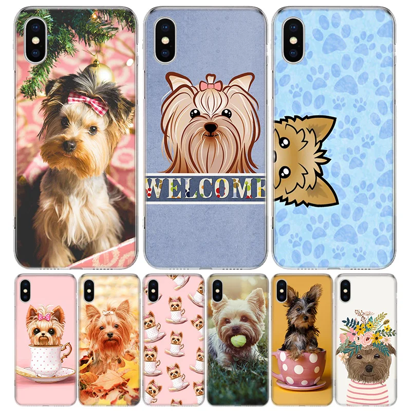 Hot Yorkshire terrier dog puppy Phone Case For iPhone 16 15 14 Plus 12 13 Mini 11 Pro Max X Xs  8 7 SE + Soft Fundas Coque Shell