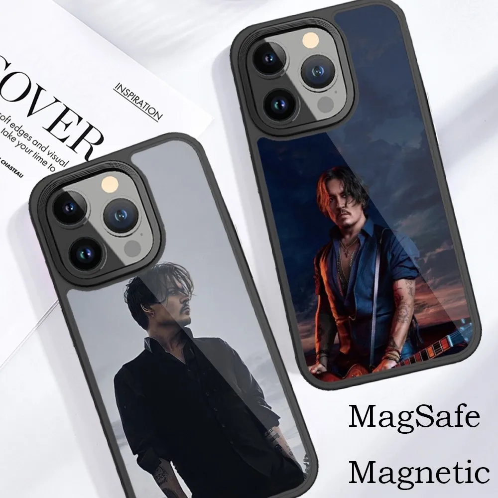 Handsome J-Johnny-Depps Actor Phone Case For iPhone 15 14 13 12 11 Pro Max Plus Phone Magnetic for Macsafe Cases Cover