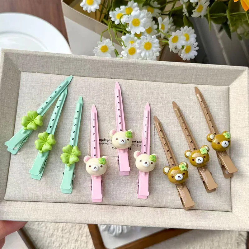 3 Pcs Japanese Style Cartoon Rilakkuma Hairpin Cute Sweet No Crease Duckbill Clips Student Fashion Bangs Clip Headwear Gift Toy