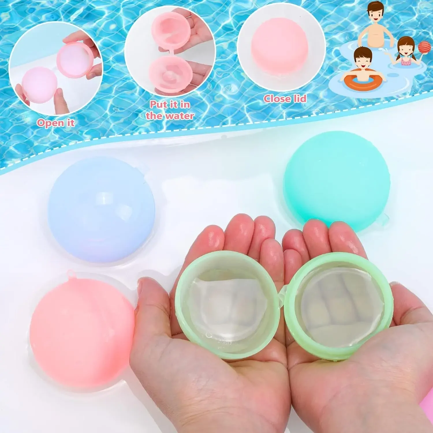 Balões de Água Reutilizáveis de Silicone, Bolas de Água Recarregáveis para Atividades ao Ar Livre na Praia e Piscina, Brinquedos Aquáticos para Crianças