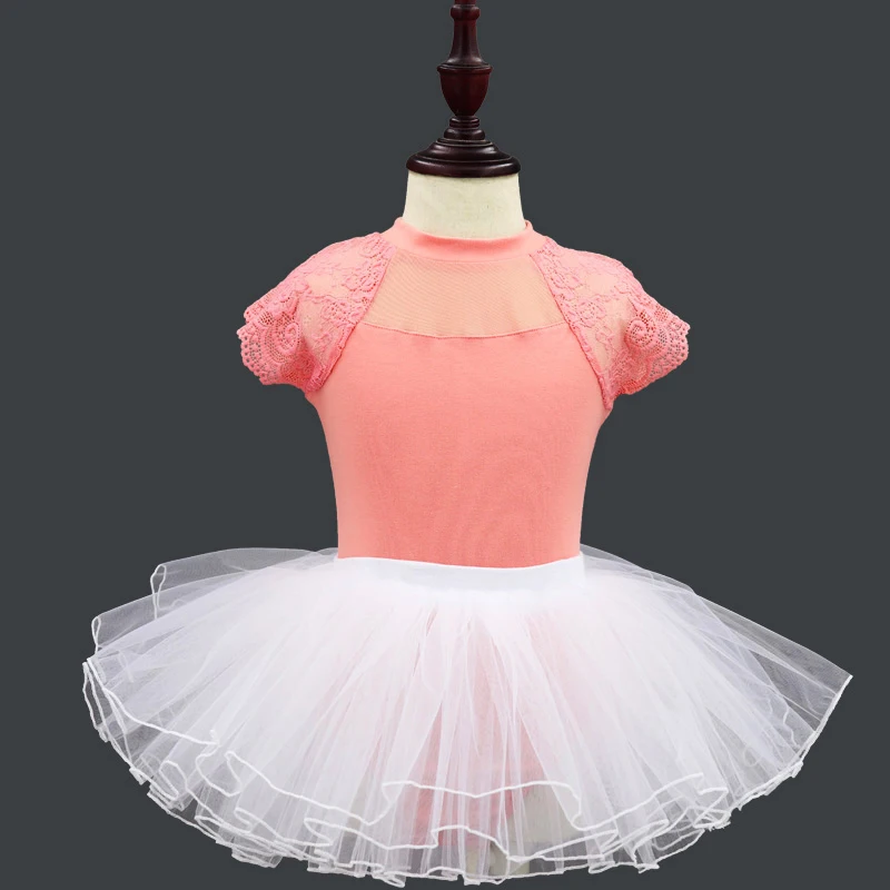 Vêtements de danse en dentelle à manches courtes pour enfants, vêtements de pratique une pièce, vêtements de gymnastique de ballet pour filles, été