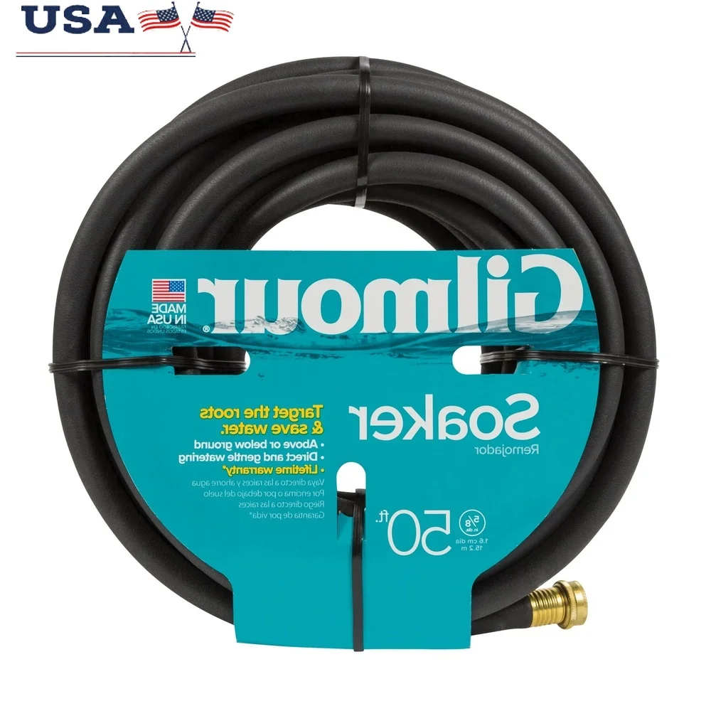 

Soaker Hose 5/8 Inch 50ft Flexible Vinyl Garden Watering Hose New Plantings Shrubs Raised Beds Efficient Deep Watering