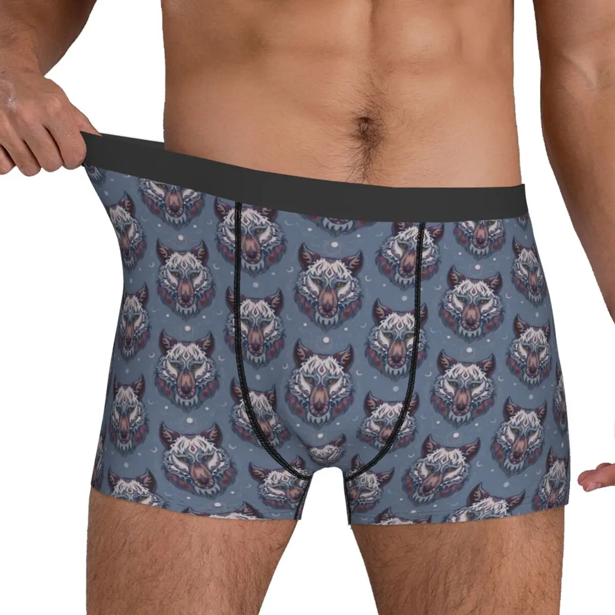 Heads Of Wolf Underwear Boho Animal Male Underpants Customs Sexy Boxershorts Trenky Shorts Briefs Large Size