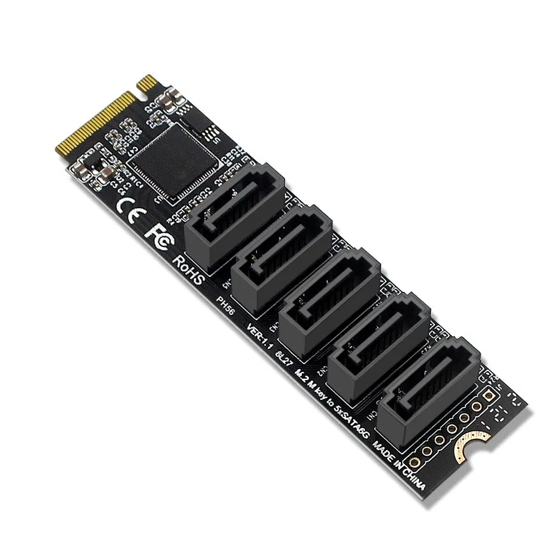 PH56 M.2 PCIe To 5 Port SATA 6Gbps Expansion Adapter Card JMB585 Chip Support PM Function PC Storage Expander