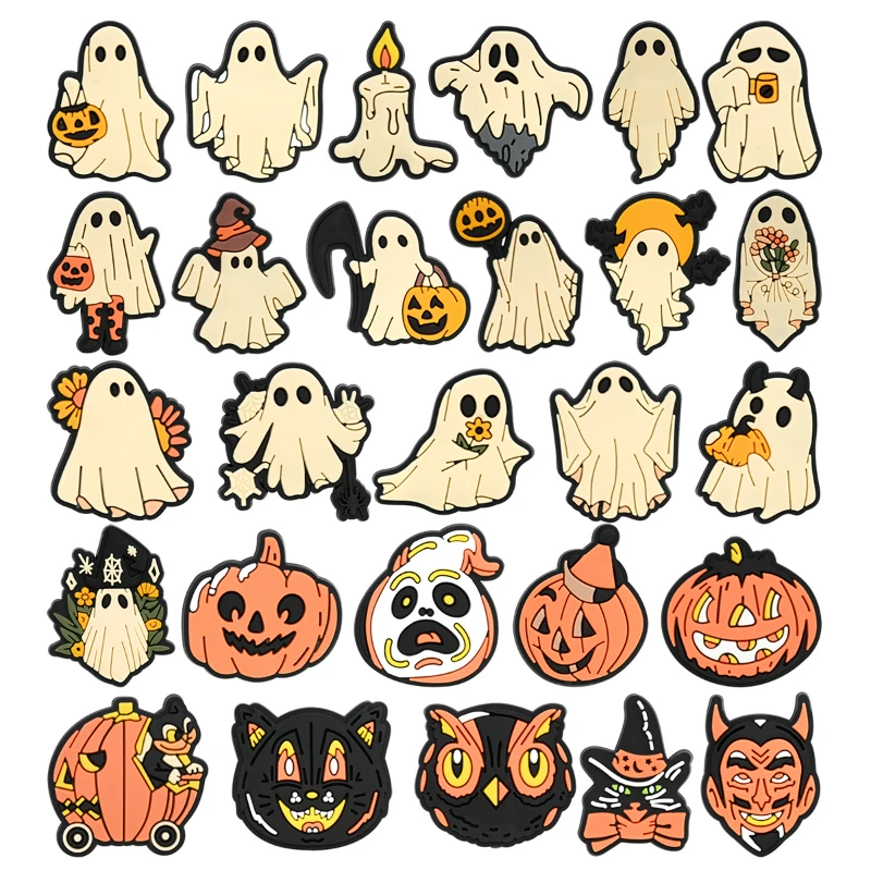 

Miniso Thriller Halloween PVC Charms Set for Shoe Decor Cartoon Designs Halloween Pumpkin Party Removable Garden Shoe Accessorie