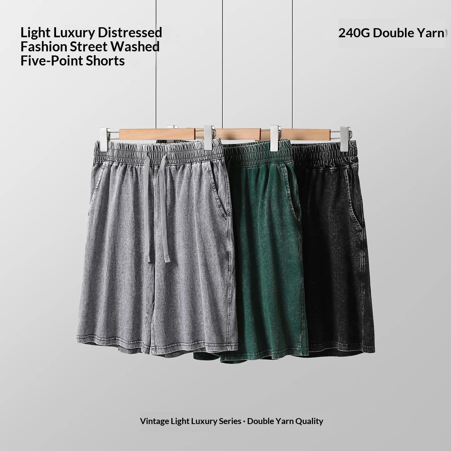 

Мужские летние шорты из чистого хлопка 240G, плотные, с эффектом потертости, в стиле батик, из двойной пряжи, свободного кроя, в американском ретро-стиле