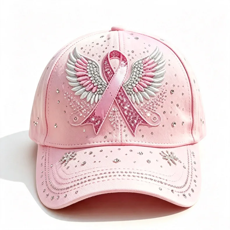Pink Ribbon Printed Baseball Cap, Breathable Korean Style Sweet Pink Trucker Hat for Women, Casual Versatile Sun Hat 5
