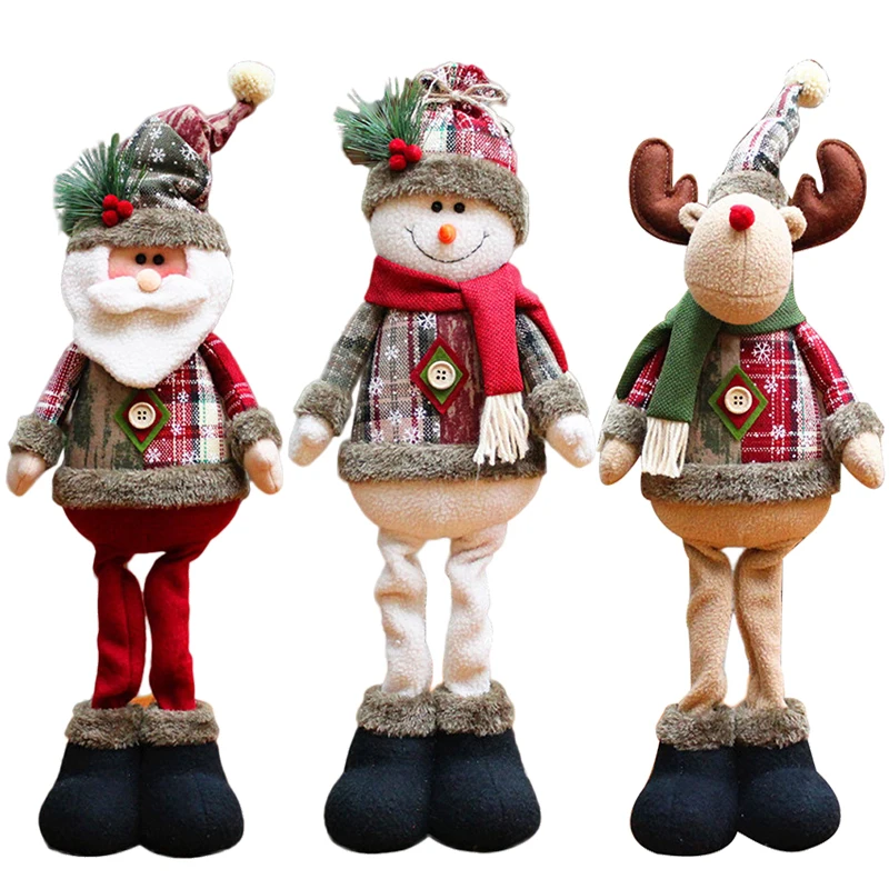 Christmas Santa Snowman-Reindeer Christmas Decoration 2025 Leg Table Mantel Decoration Plush Dolls Christmas Gifts For Kids Baby