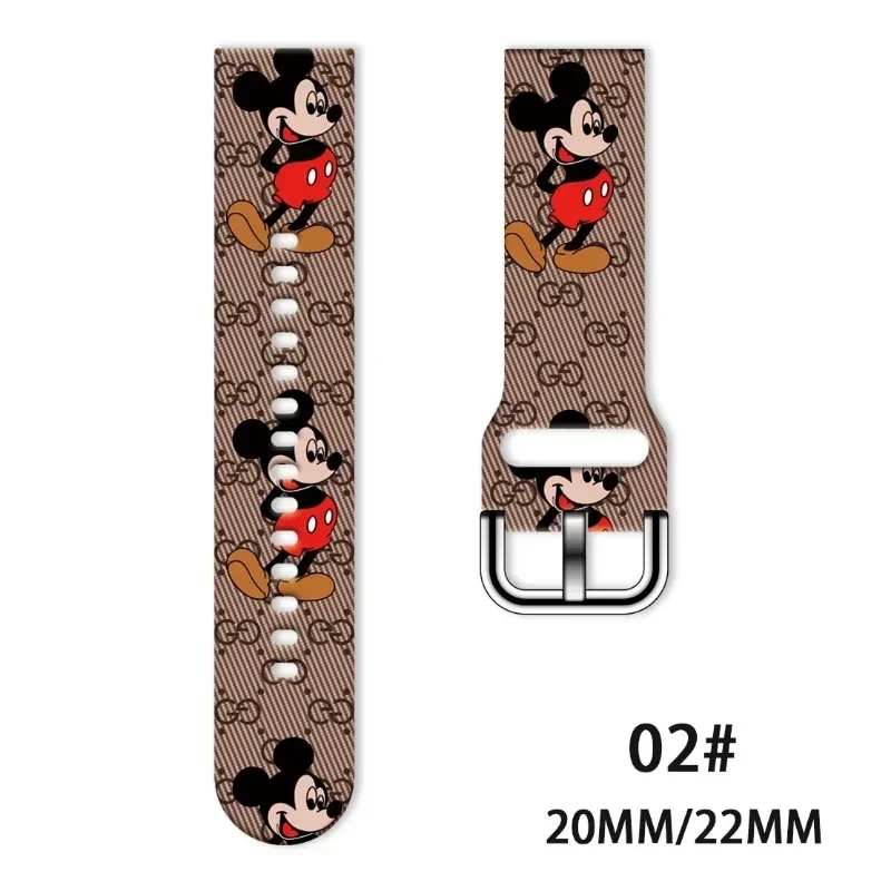 Disney Mickey Anime Printed Strap for Samsung/Huawei/Huami/Jiaming/LG/OPPO/Tiwatch Watch Bands Bracelet Silicone Sports Fitness