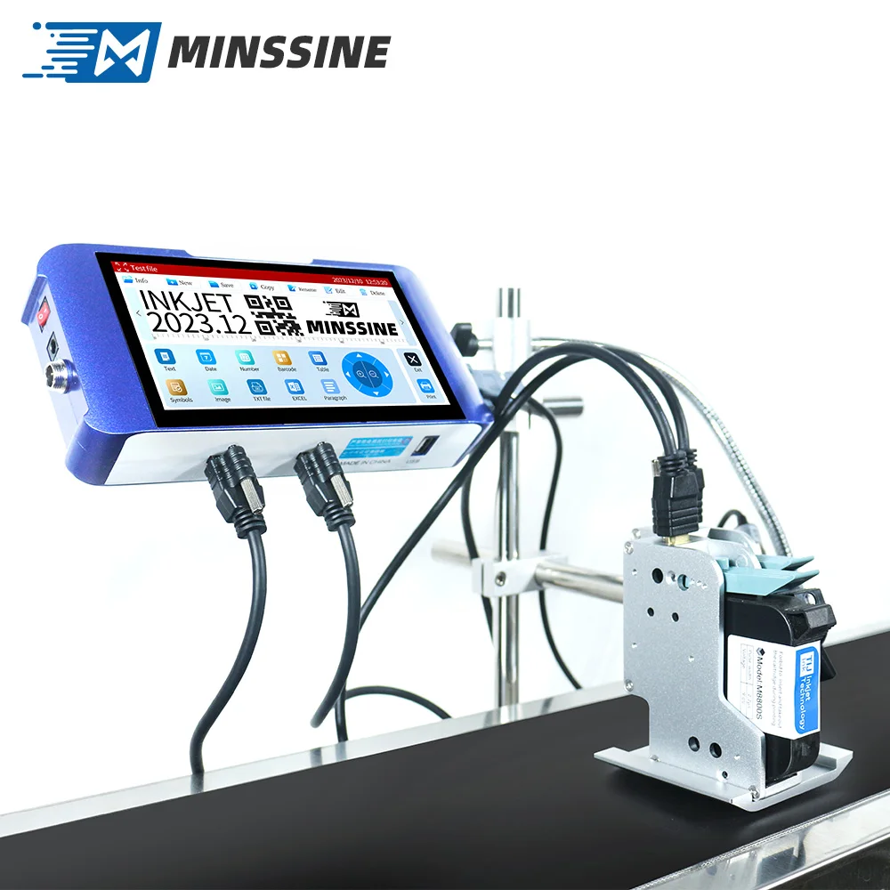 TIJ2.5 Minssine التلقائي طابعة الترميز النافثة للحبر 600 ديسيبل متوحد الخواص الذكية تاريخ انتهاء الصلاحية دفعة الطباعة أكياس الغذاء الكرتون المعدنية طابعة نافثة للحبر
