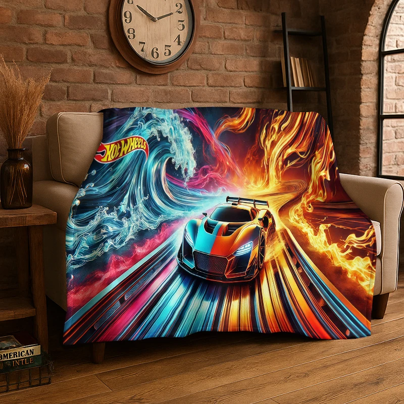 Racing Car H-Hot Wheels MOTO Cartoon Flannel Throw Blanket,Warm Cozy Blanket for Bed,Sofa,Couch,Bedroom,Living Room,Office,Gift
