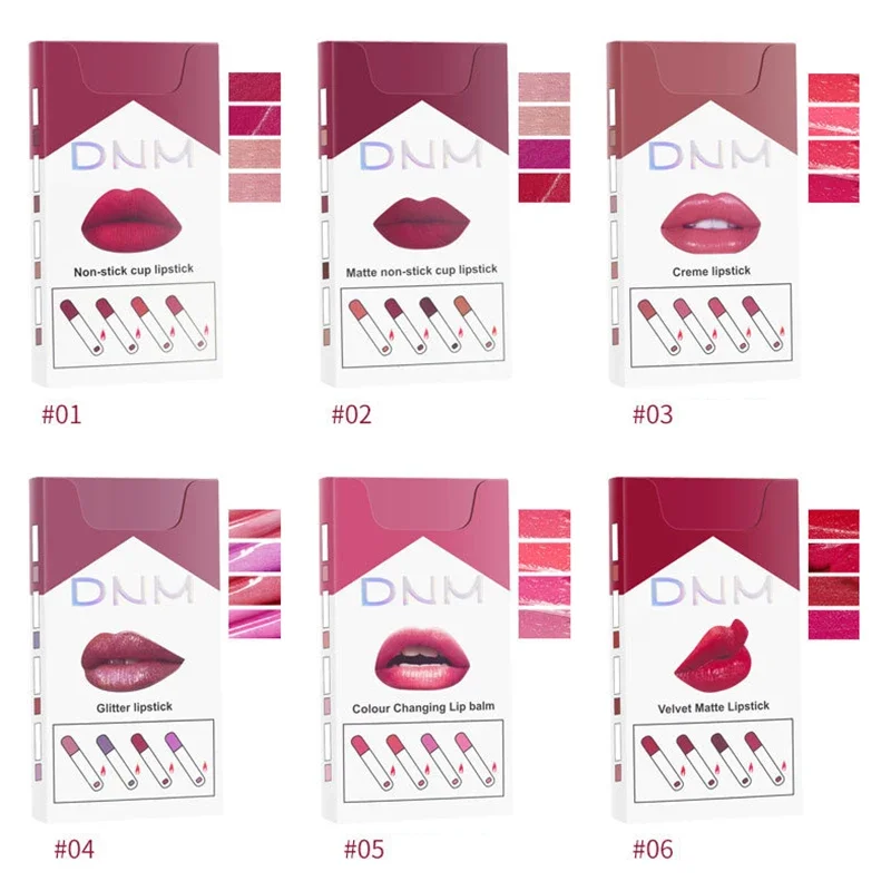 4 Stück sexy Lippenstift Set Kosmetik Lippenstift koreanische Kosmetik Lippen farbe Lip gloss wasserdichte Lippen pflege langlebige Kosmetik