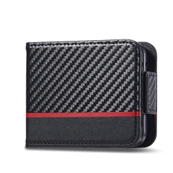 Carbon Fiber Card Holder Phone Case for Samsung Galaxy Z Flip 4 3 Flip4 5 5G Flip3 zflip4 Non-Fingerprint Kickstand Cover Fundas