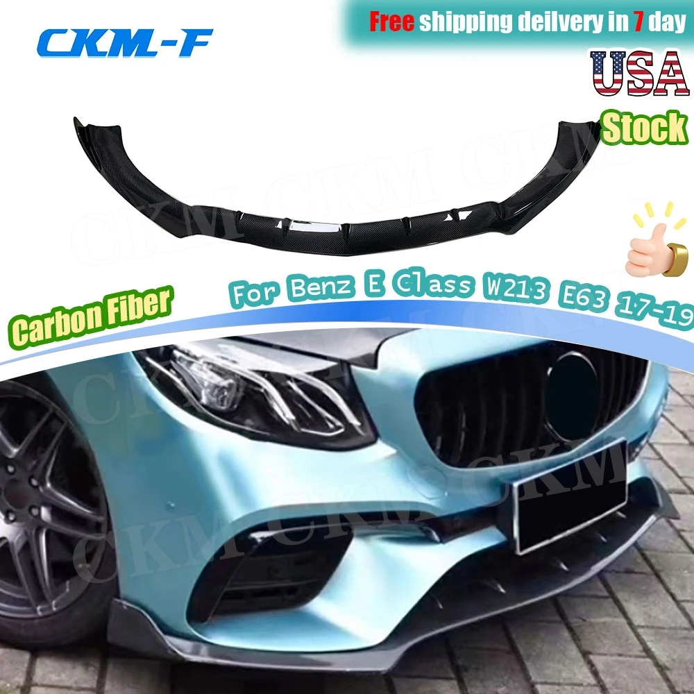 

Car Front Bumper Lip Spoiler Splitters Real Carbon Fiber For Mercedes Benz E Class W213 E63 For AMG 2017-2019 Car Facelift