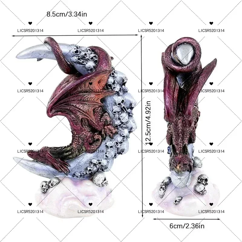 New 2024 Resin Decor Halloween Skull Moonlight Dragon Statue Collectible Fantasy Dragon Figurine Statue Décor Garden Dragon Gift