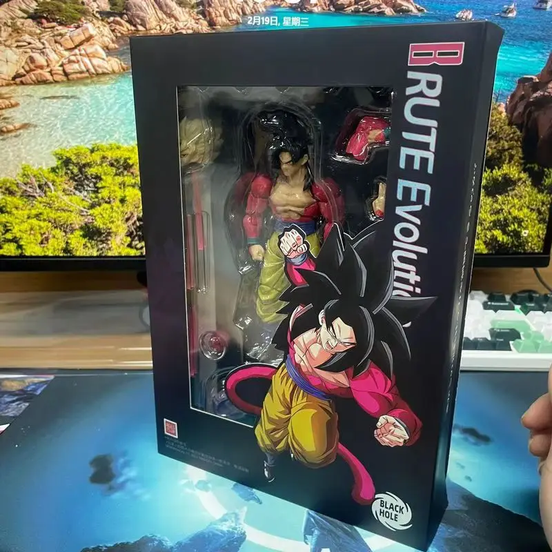 Figurines d'action Shf Gt Super 4 Goku, Dragon Ball Super Saiyan, modèle d'échange à Double tête, jouets pour garçons, cadeaux d'anniversaire