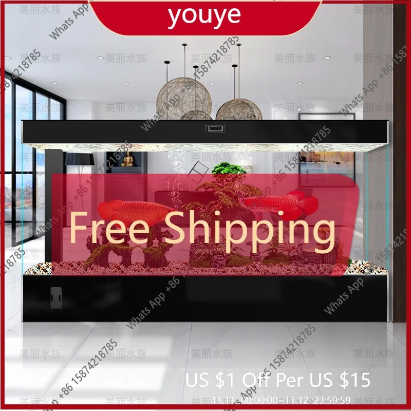 

Аквариум для дома H: Ультрапрозрачное стекло, большой, напольный, от пола до потолка, интегрированный, для золотых рыбок, для гостиной