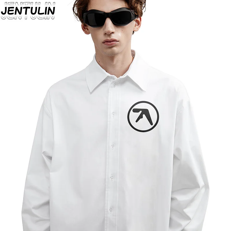 Y2K Atasan Longgar Gotik Pakaian Pria Kemeja Grafis Hip Hop Punk Pakaian Jalanan Kemeja Pria Lengan Panjang Ukuran Besar Kasual Pria Wanita