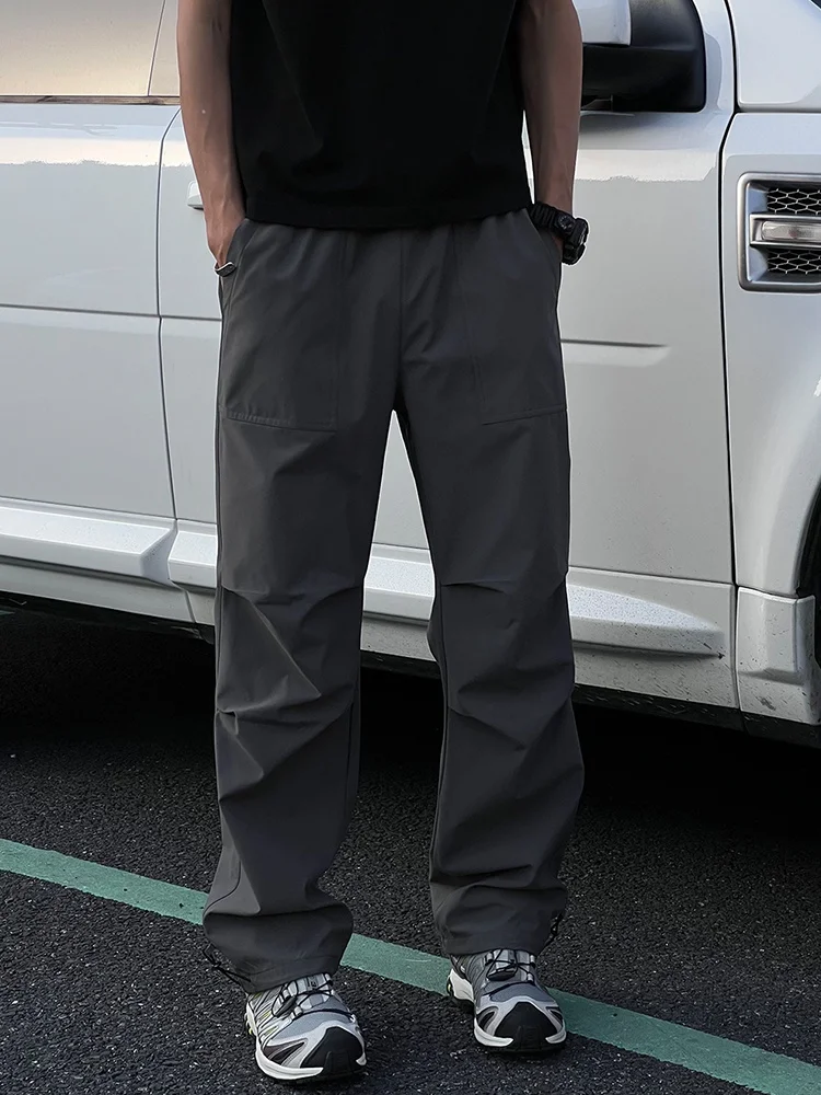 

Entong Men's Casual Straight Leg Cargo Pants Thin Qui Dry Loose Fit Autumn Spring Faionable Polyester Workwear Trousers