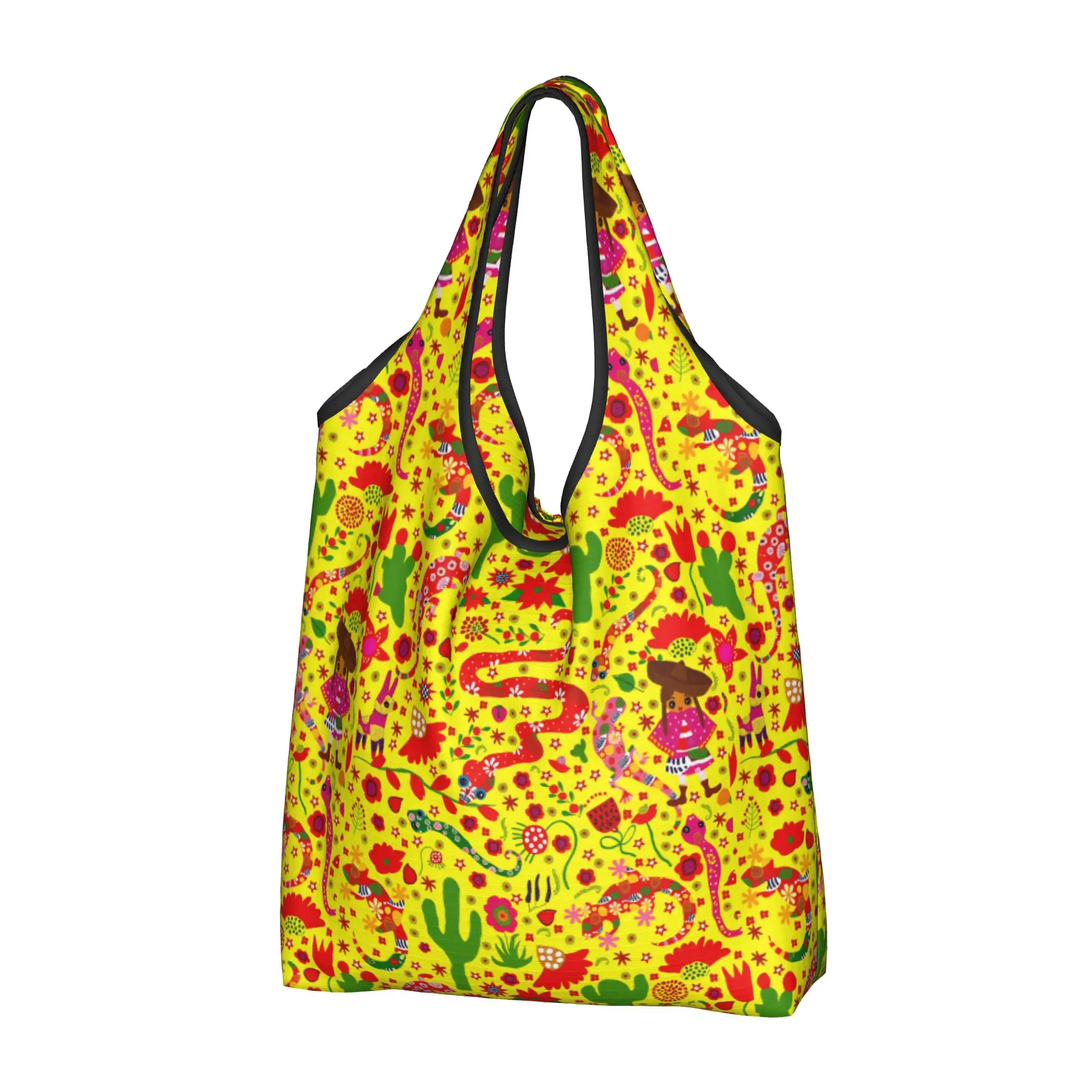Mexican Desert Saguaro  Groceries Tote Shopping Bag Women Custom  Shoulder Shopper Bag Large Capacity Handbags