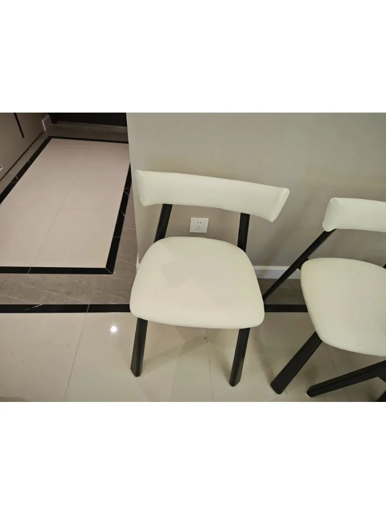 Nordic Style Solid Wood Dining Chair Upholstered Kitchen Living Room Accent Chair Modern Ergonomic Backrest Chair for Home