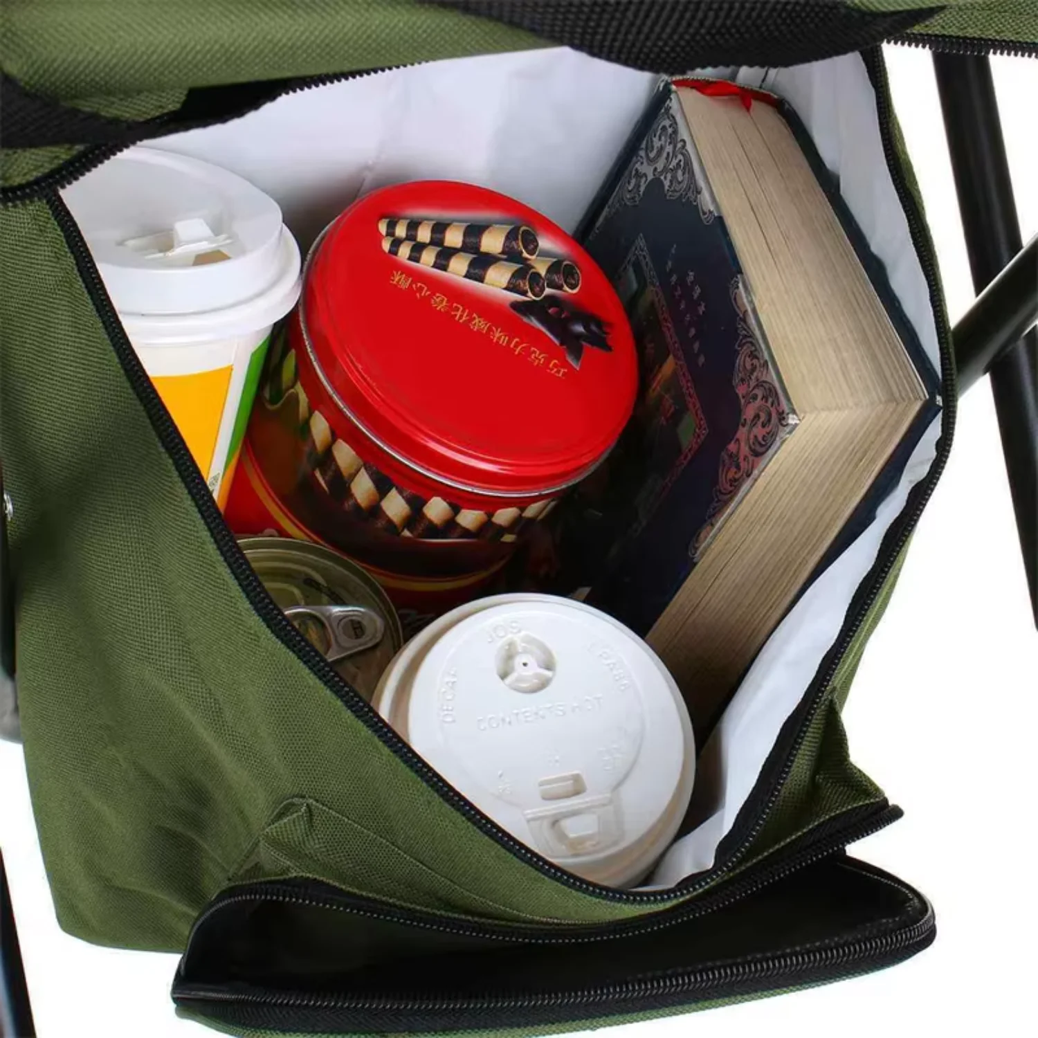 3 In 1 Outdoor Folding Chair With Ice   Backrest Portable High Load Bearing Camping Fishing Chair