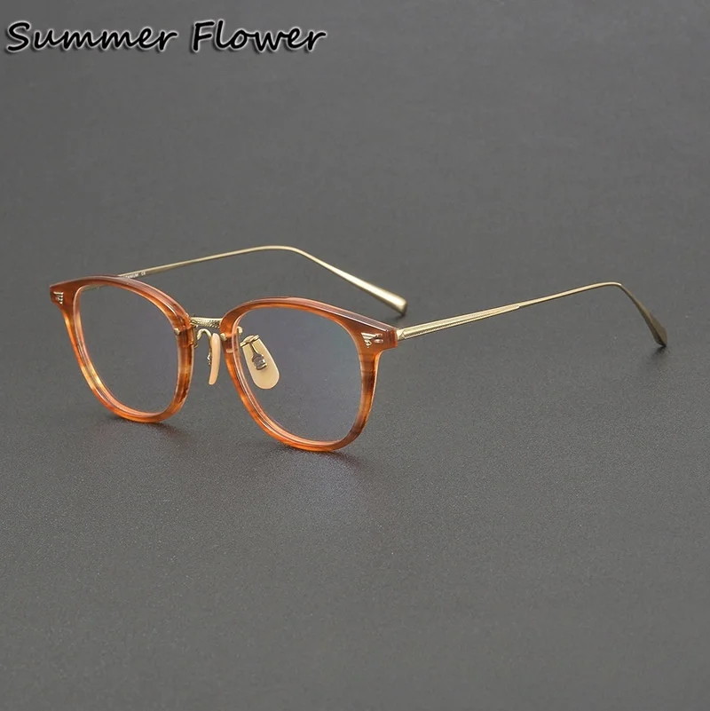 

Men Brand Eyewear Acetate Pure Titanium IP Frame High End Glasses Gentlemen Ultra Light Optical Prescription Spectacles Woman