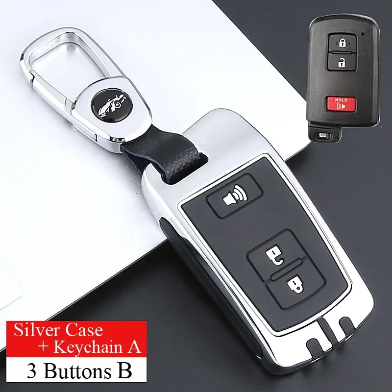سبائك الزنك والسيليكون غطاء كامل غطاء مفتاح السيارة ، تويوتا أفالون ، أكوا ، RAV4 ، هايلاندر ، لاند كروزر ، كامري ، برادو ، كورولا ، بريوس #3