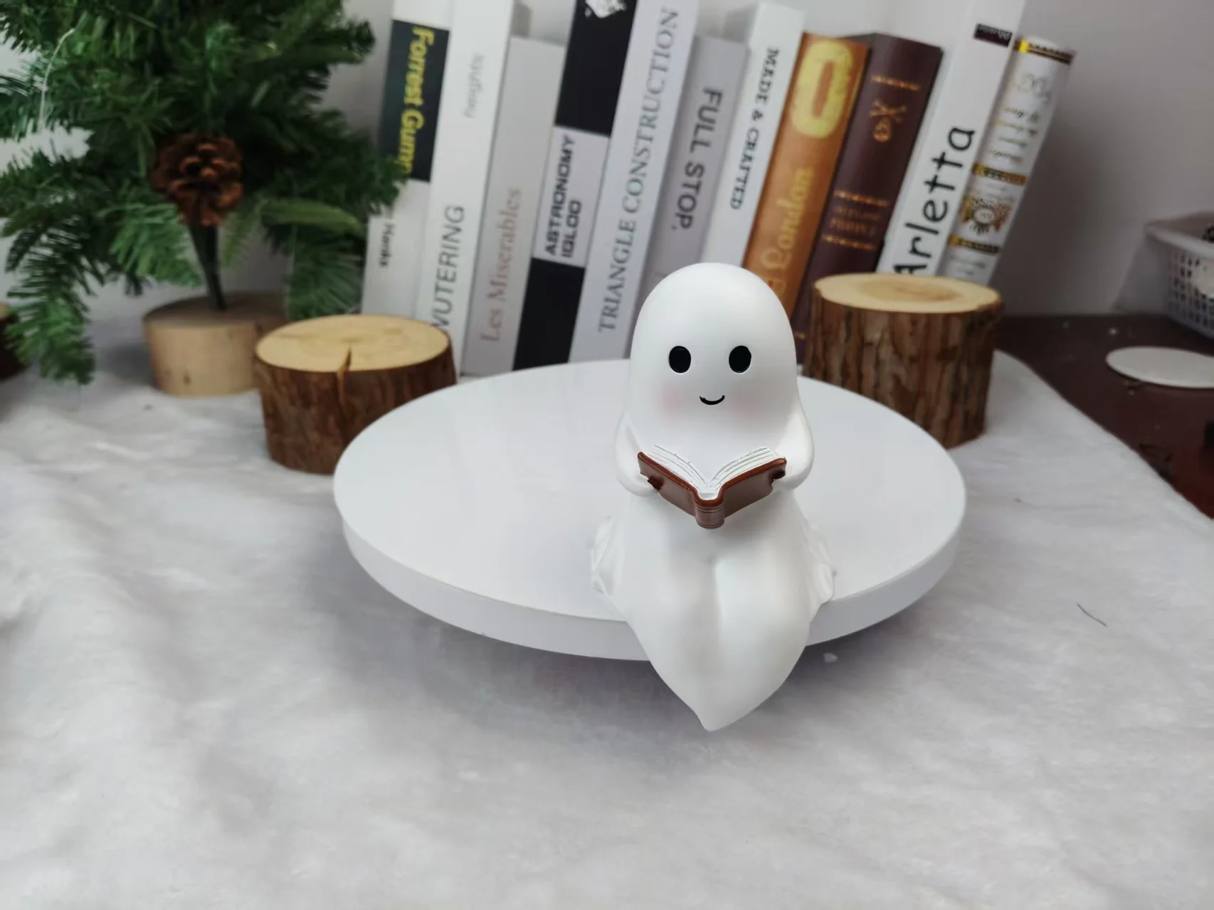 New Cute Ghost Reading Lamp Ghost Reading Book Lamp Halloween Decorative 3D LED Ghost Statue Night Light for Readers Living Room view 5