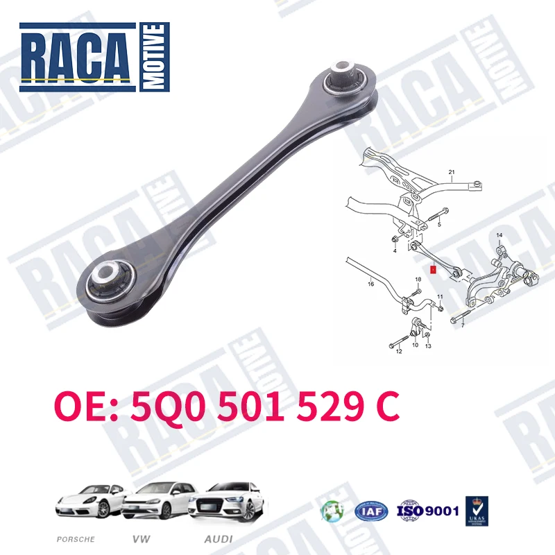 

For VW Golf VII Touran Passat B8 Tiguan Audi A1 A3 Q2 Q3 TT Skoda Octavia Superb Rear lower Control Arm 5Q0501529C 5Q0501529B