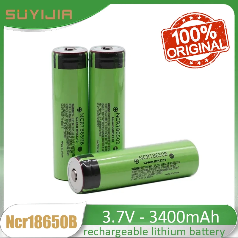 

3.7V 18650 battery NCR18650B 3400mAh lithium rechargeable battery true capacity flashlight remote control replacement battery