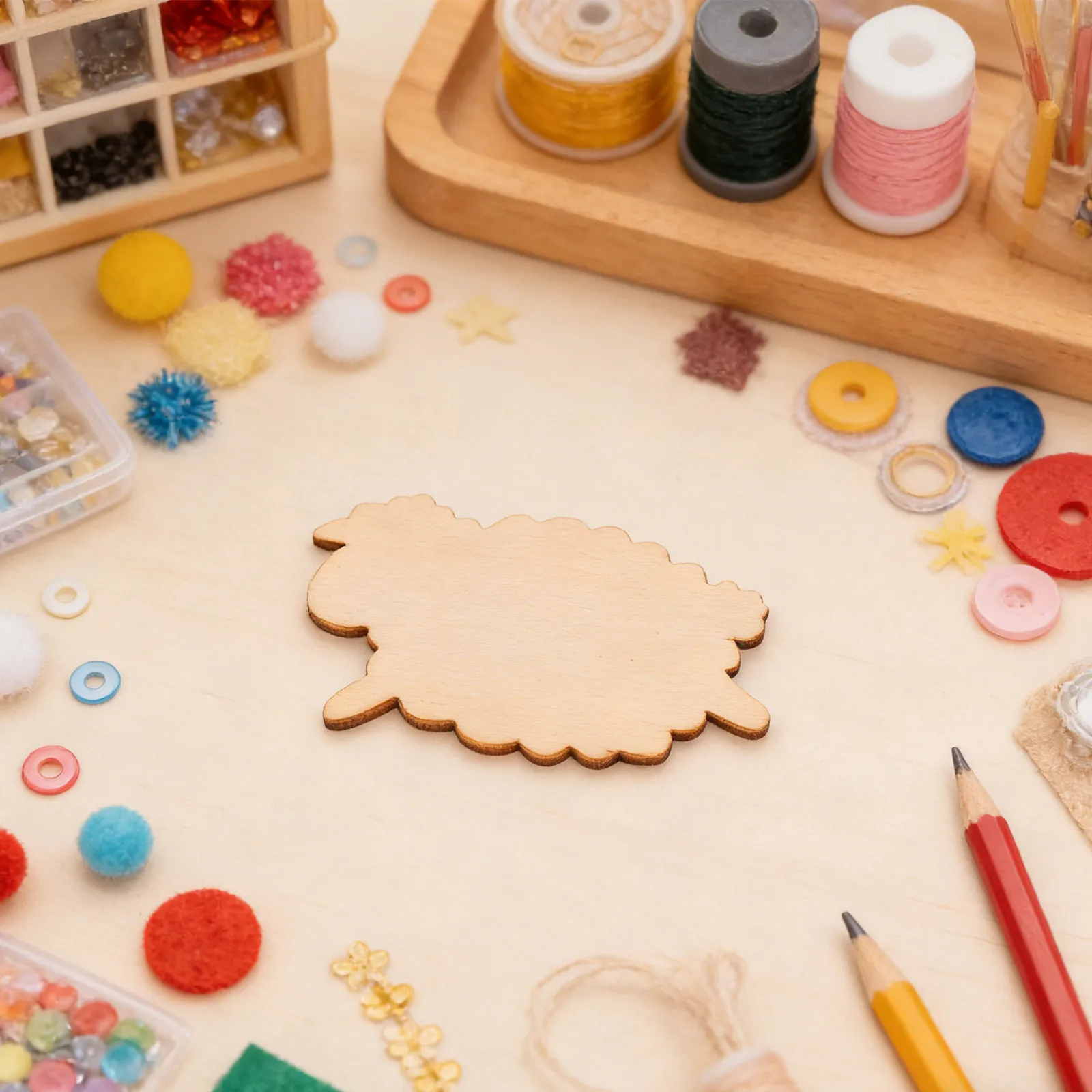 

50Pcs Unfinished Wood Animal Shapes Sheep Blank Ornaments for DIY Painting Wood Projects Party Decorations