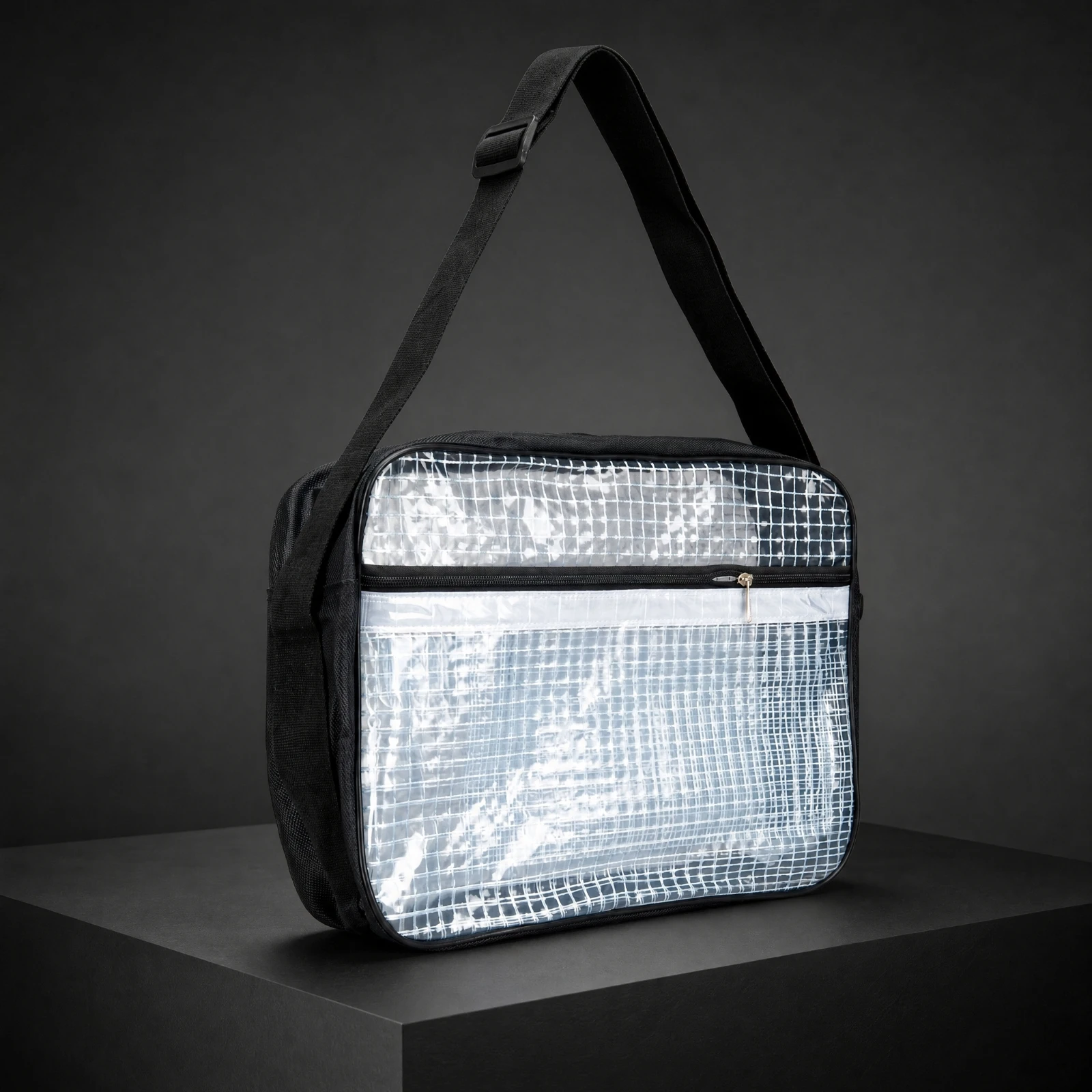 Rectangular Shoulder Tool Bag with Adjustable Strap Spacious Grid Construction Tool Bag Rugged Tear Resistant
