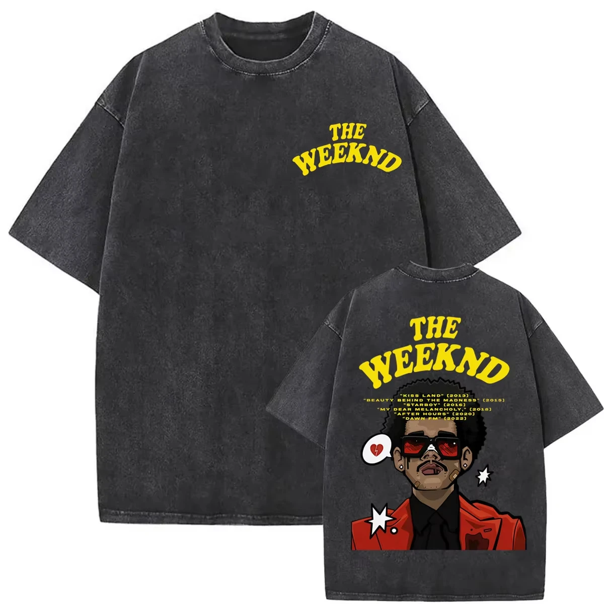 Loose Summer Top, Vintage Washed Gothic Hip Hop Pop Music T-Shirt, The Weeknd After Hours Til Dawn Graphic T-shirt