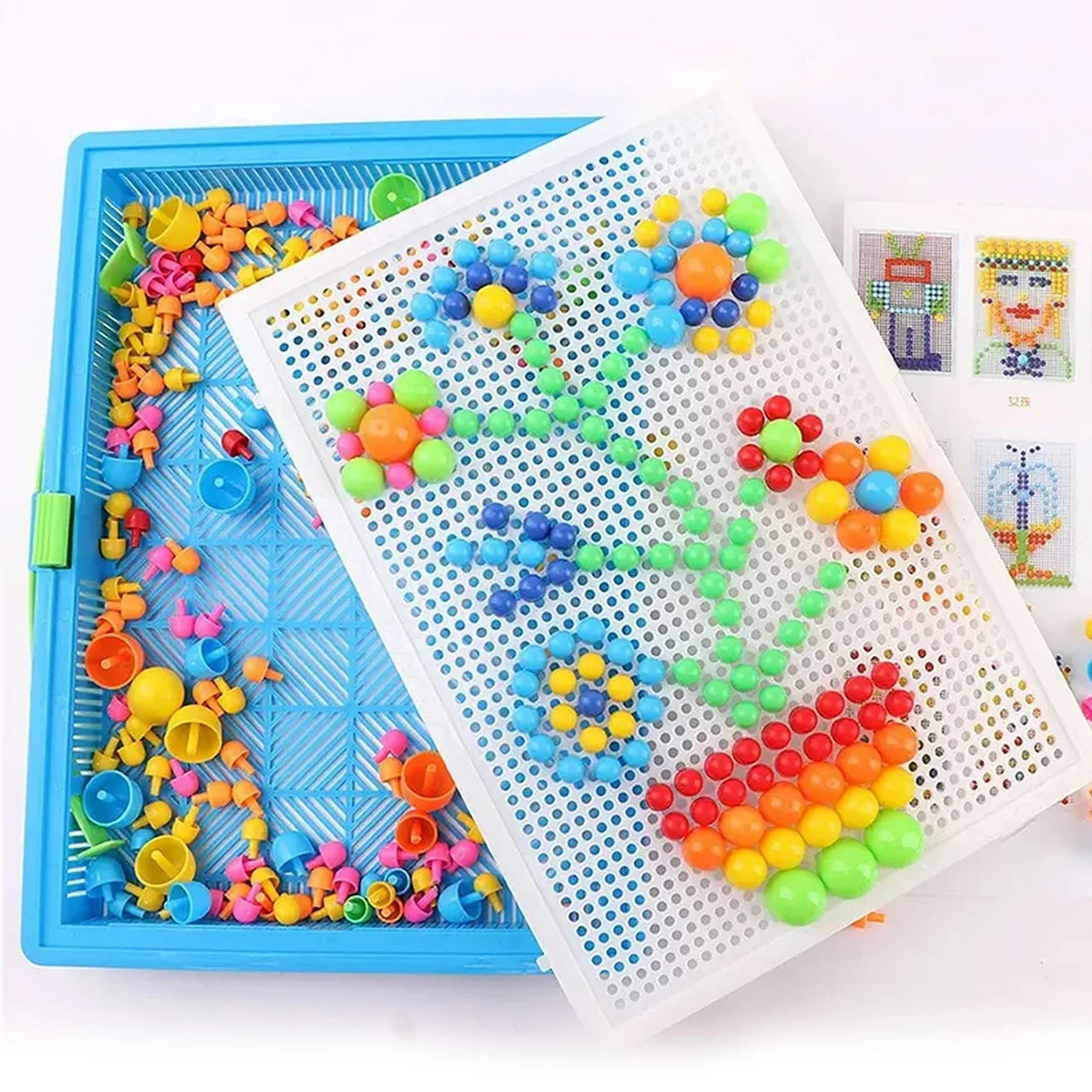 280 Grain Pack DIY Hand-Inserted Bead Puzzle Board Mushroom Nail Educational Science Combination Puzzle Plate