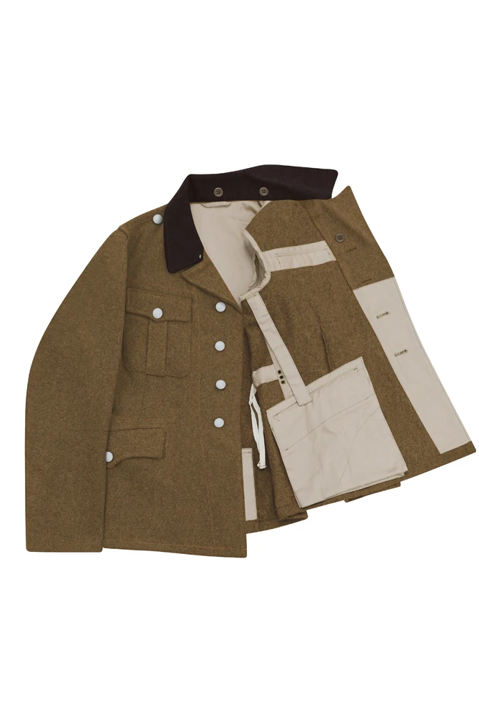 GUWQ-003 wwii deutsche elite wehrmann schaften braune wolle tunika feldbluse i tiefbraun kragen