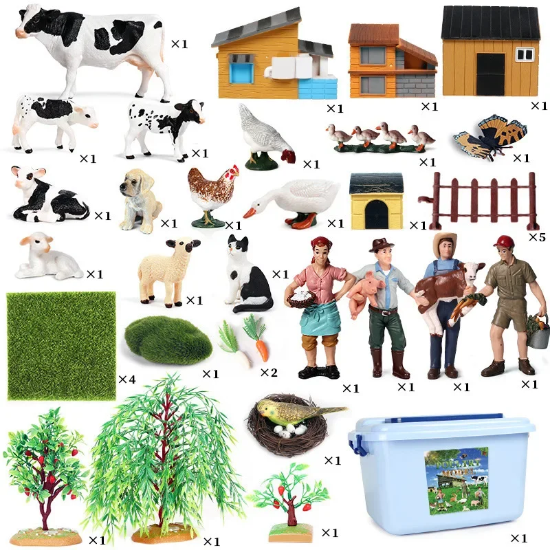 Simulated farm animal cognitive model set pigs,cows,children's science and education,cognitive toys,decorative ornaments