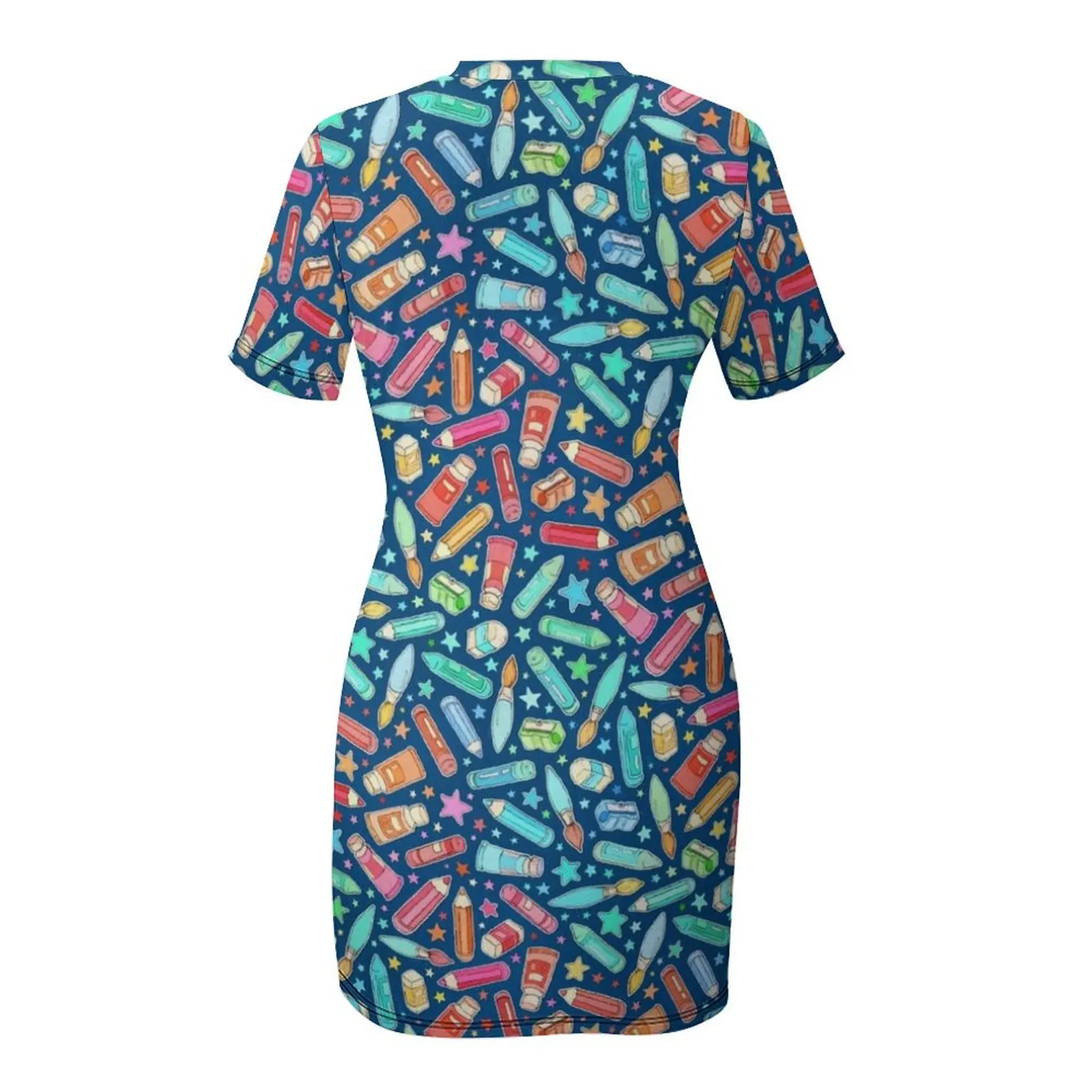 Rainbow Stationary and Art Supplies - Dark Blue Short Sleeved Dress Dresses for wedding party long dress women Dress image 5