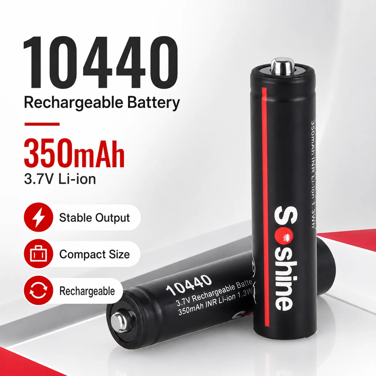 3.7V 10440 AAA Size 350mAh High Capacity Li-Ion Rechargeable Battery for LED Flashlight Headlamp Portable Radio