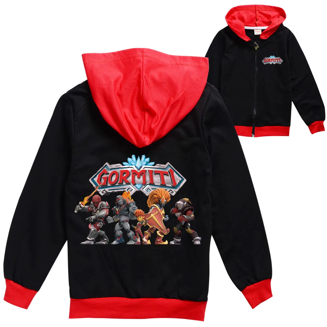 Movie Gormiti Clothes Kids Jacket with Zipper Boys Cartoon Print Long Sleeve Coats Baby Girls Hooded Sweatshirts Children Top