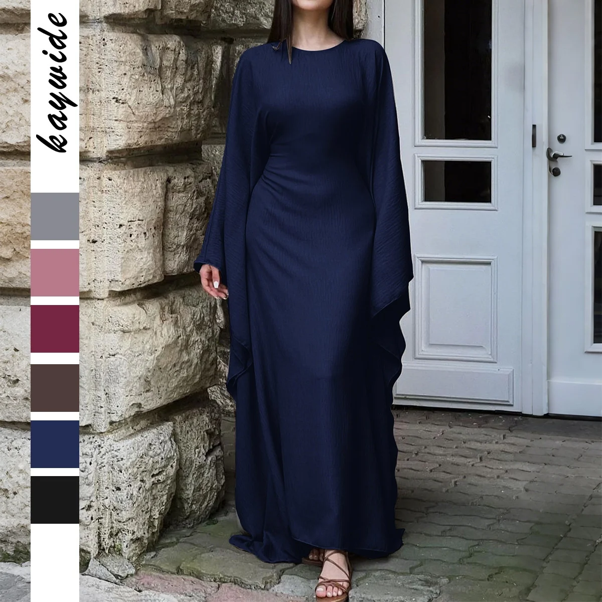 Ele Color puro largo Sve Dr Otoño Invierno estación independiente tejido A-Line Dr para mujer Ele vestido de noche