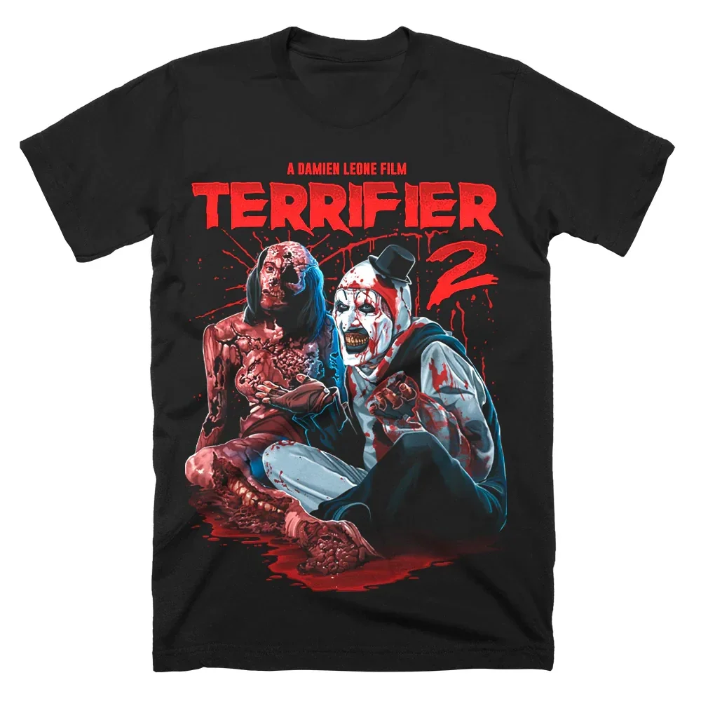 Terrifier T-shirt Horror Movie Halloween Merch Black Tee Women Men Crewneck Short Sleeve Streetwear 3D Clothes Polyester Fibre