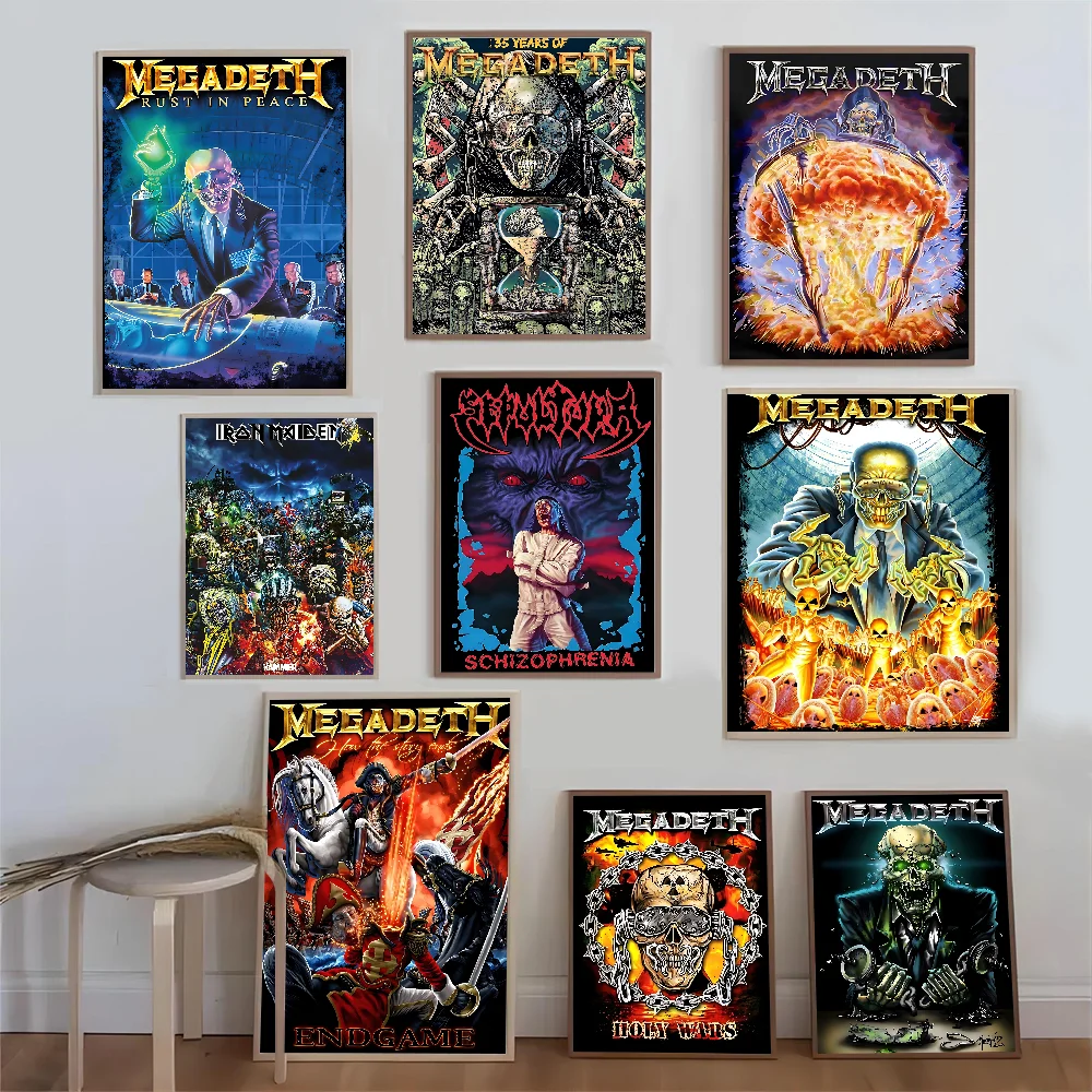 

M-Megadeth Heavy Metal Band Anime Posters Sticky Whitepaper Sticker DIY Room Bar Cafe Kawaii Room Decor