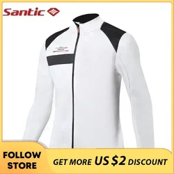 Santic Winter Cycling Jackets Full Zipper Fleece Thermal Bicycle Windbreaker Reflective Windproof MTB Bike Sports Coat For Men