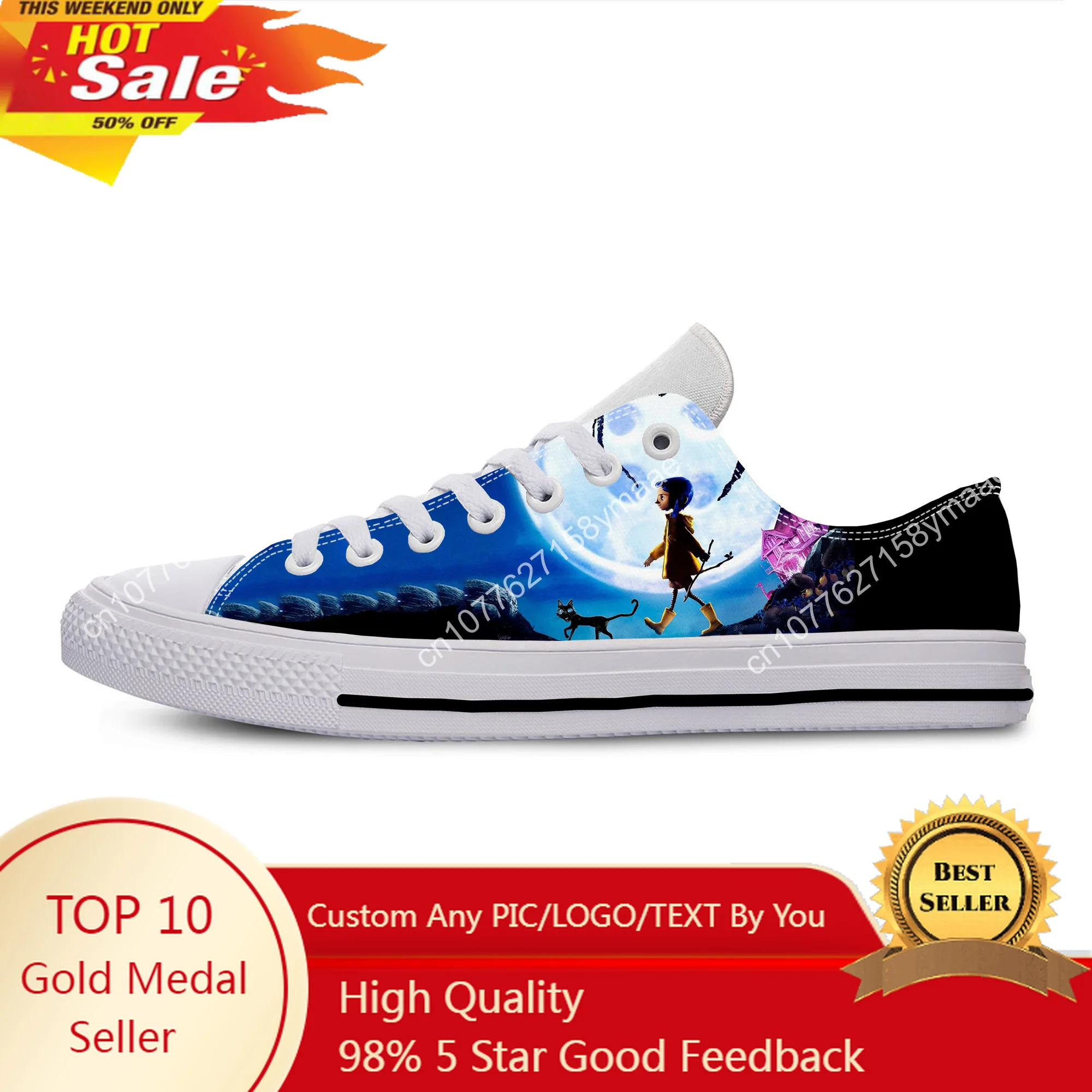 

Hot Cool Summer Coraline Anime Cartoon Manga Movie Horror Fashion Cloth Shoes Breathable Men Women Sneakers Low Top Board Shoes