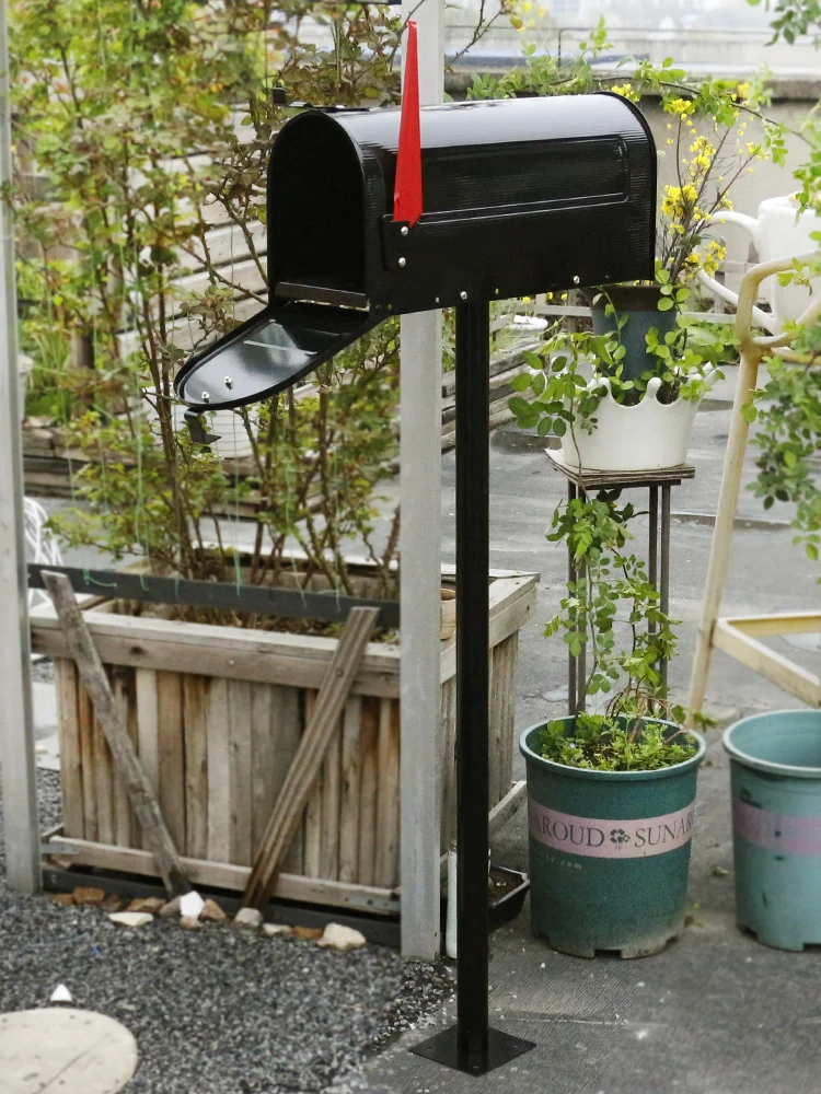 Mailboxes Large Capacity Galvanized Steel Mailboxes,Architectural Mailboxes  Curbside Locking Security Mailbox, Black,Large