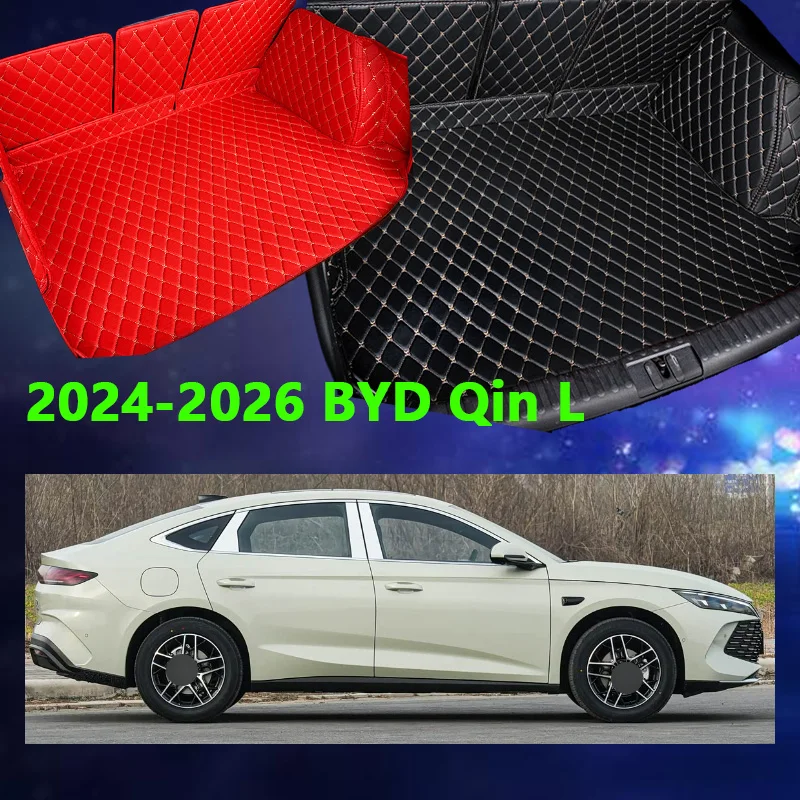For 2024-2026 Byd Qin L (with Step on the Left Side) Custom Car-Specific Trunk Mat, Full Coverage Waterproof Trunk Mat, Full Coverage Mat, Car Mat, Rear Mat, Small Car Mat